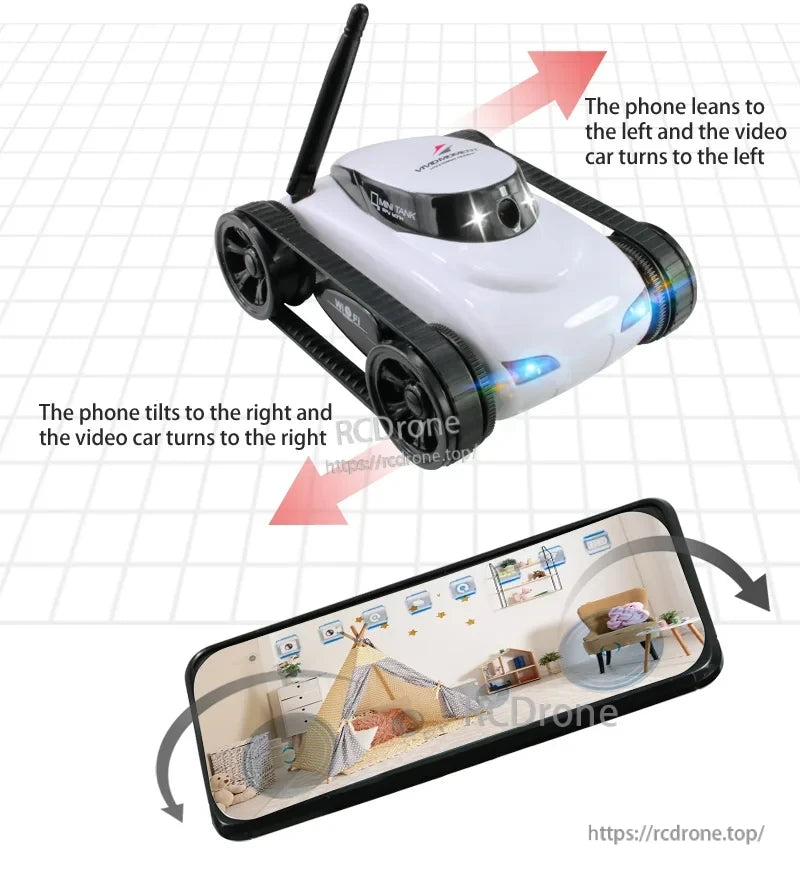 SQN-019 FPV RC Tank, FPV RC Tank controlled by phone tilt, real-time video feed