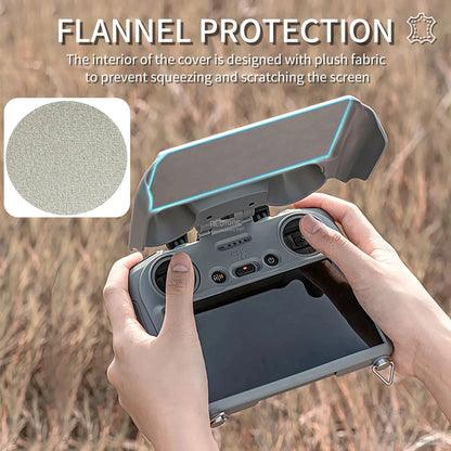 Soft flannel cover with plush lining protects DJI RC 2 remote from scratches and pressure, ensuring safe storage and transport.