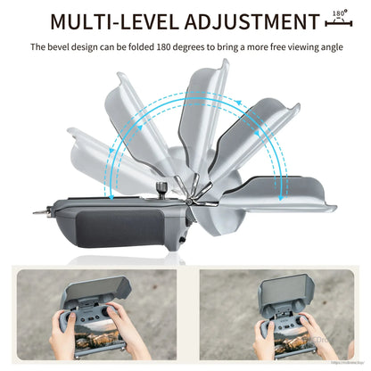 Multi-level adjustment, 180-degree foldable sun hood for enhanced viewing angle.