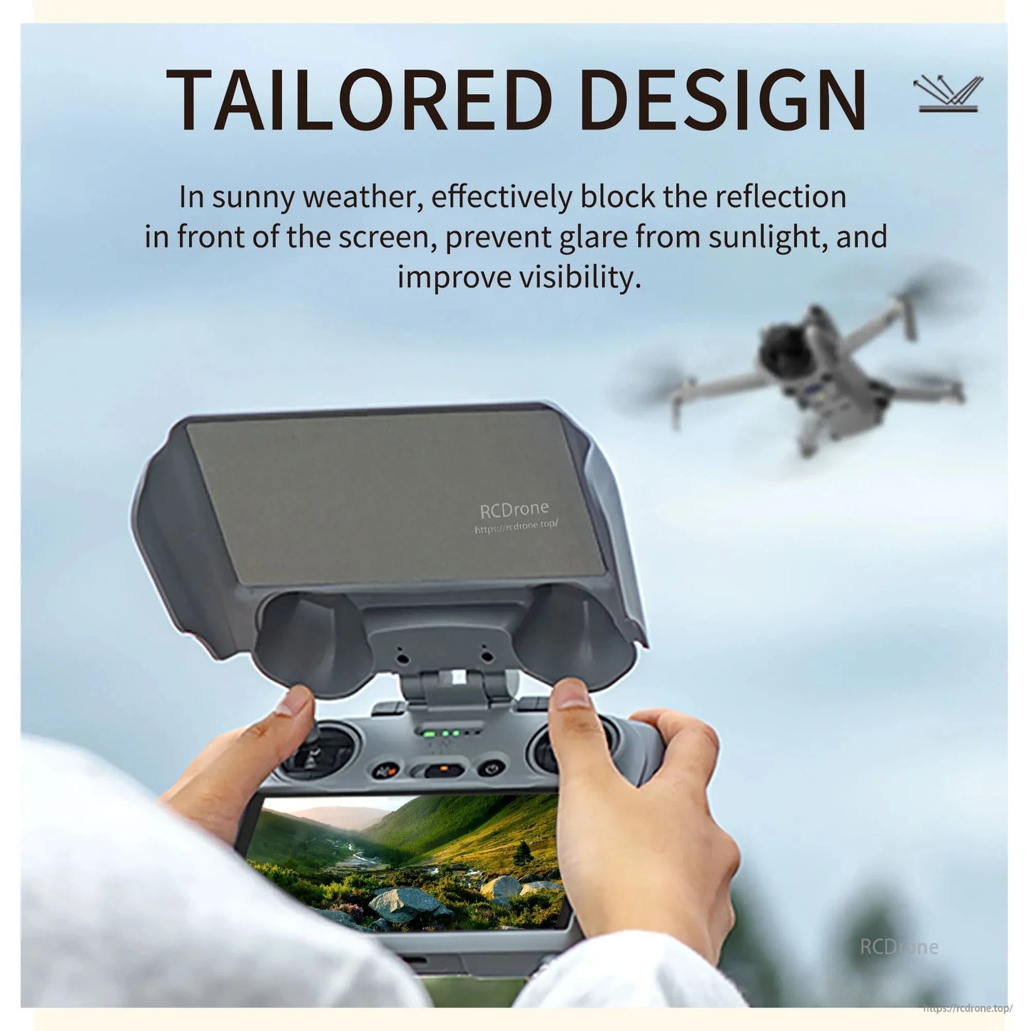 Custom design reduces screen reflection and sunlight glare, improving visibility in bright conditions for a better drone remote control experience.