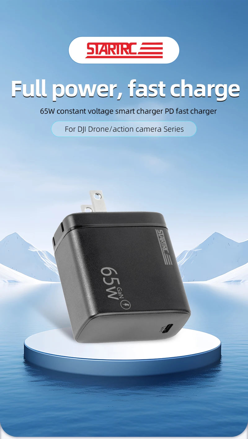 STARTRC 65W Charger, STARTRC 65W PD Fast Charger for DJI Drones and Action Cameras
