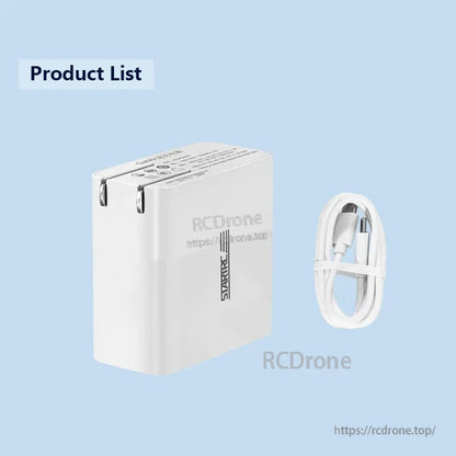 STARTRC 65W GaN Fast Charger, STARTRC 65W GaN charger features dual USB-C and USB-A ports for fast, efficient charging of multiple devices in a compact design.