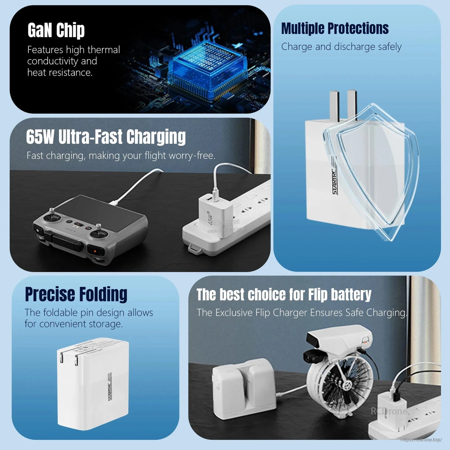 This STARTRC 65W GaN Fast Charger Adapter features multiple protections and ultra-fast charging capabilities.