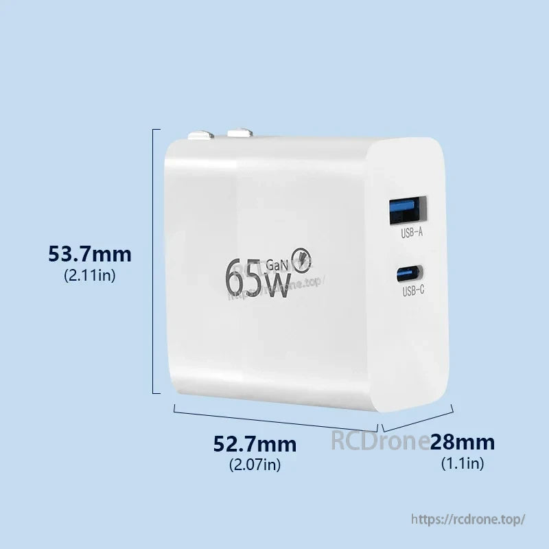 STARTRC 65W GaN Fast Charger, 65W GaN Fast Charger with USB-A and USB-C Ports