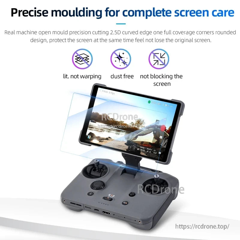 STARTRC AR Mavic 4 Pro Screen, 2.5D curved edge screen protector offers full coverage, anti-warping, dust-free, non-blocking design for superior drone screen protection and care.