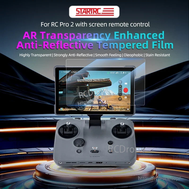 STARTRC AR Mavic 4 Pro Screen, STARTRC AR film for RC Pro 2: highly transparent, anti-reflective, smooth, oleophobic, and stain-resistant tempered screen protector.