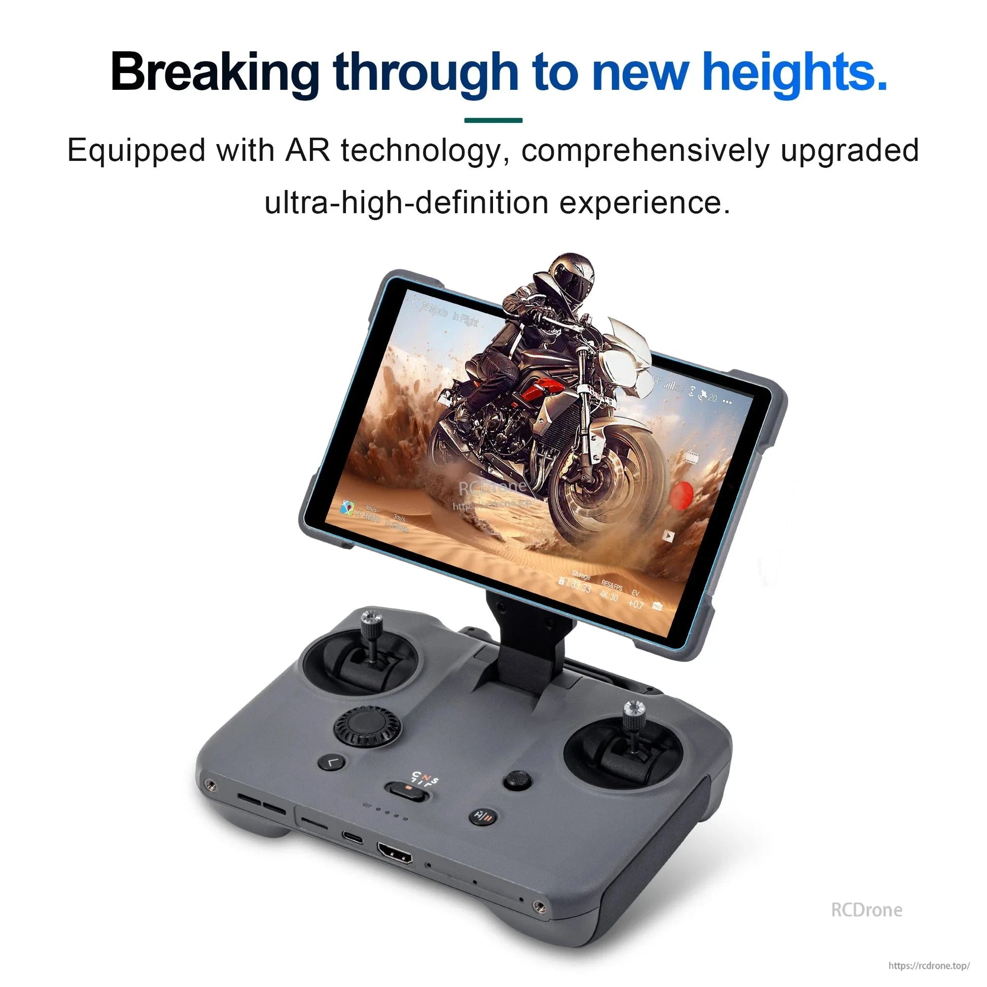 This advanced drone features AR-enhanced HD visuals, an integrated screen remote with dual joysticks, and precise controls, delivering immersive, high-performance flight for professionals and enthusiasts in a compact design.