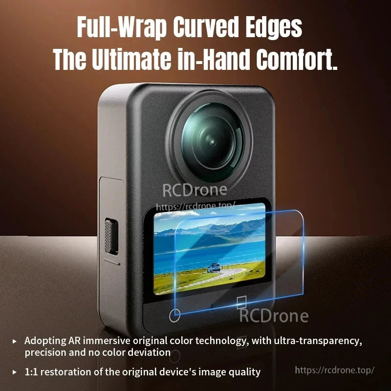 Curved edges ensure comfort; AR technology provides clear, accurate display with no color deviation and true 1:1 image restoration. (24 words)