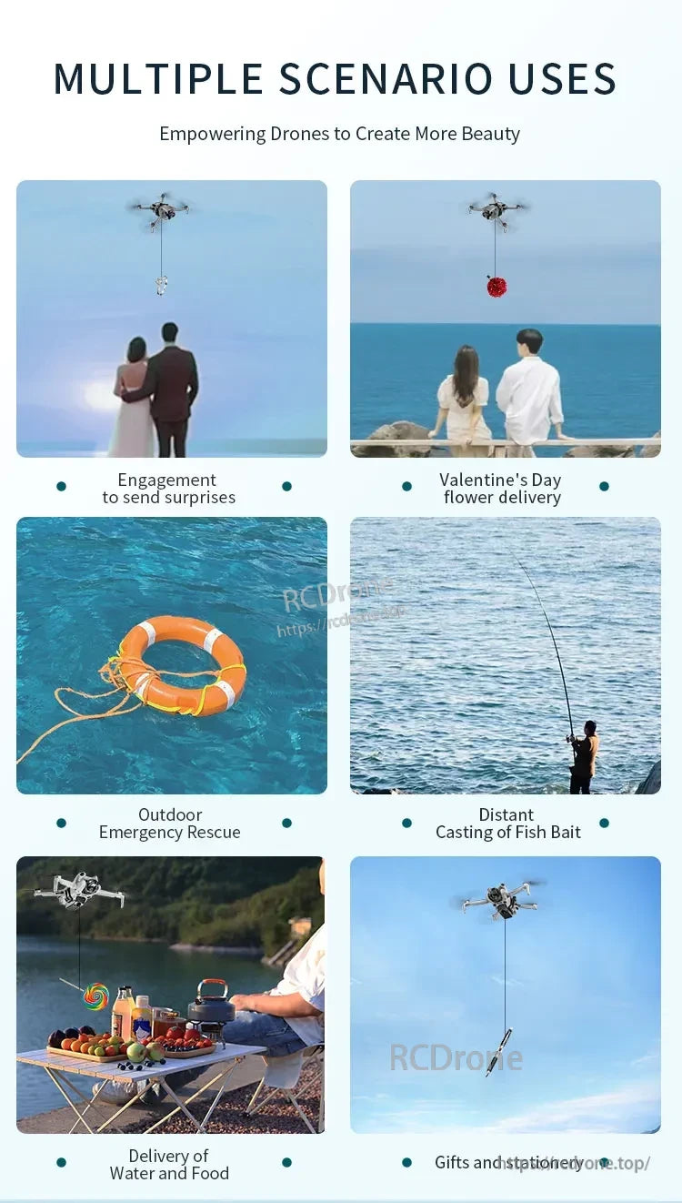 STARTRC Airdrop drone delivers gifts, food, fishing gear, rescue supplies, and Valentine’s items for various engagements.