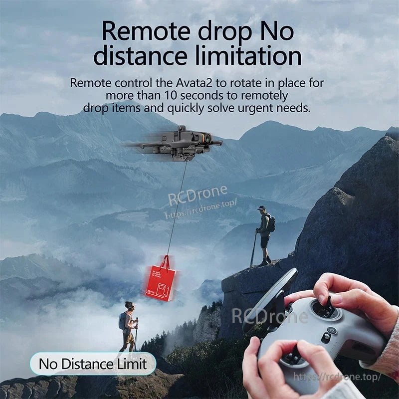 STARTRC Airdrop, Remotely drop items without distance limits by rotating Avata2 in place for over 10 seconds, enabling fast delivery for urgent needs.