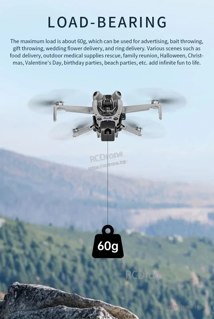 STARTRC Airdrop drone carries 60g payloads for deliveries like gifts, food, or medical supplies, perfect for events, advertising, and rescue missions, enhancing life with aerial convenience.