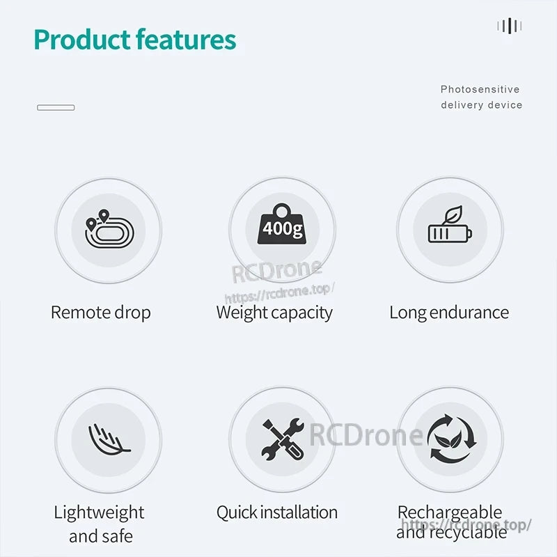 STARTRC Airdrop, Lightweight, safe drone with 400g capacity, long endurance, quick installation, rechargeable battery, and photosensitive delivery for remote drops.