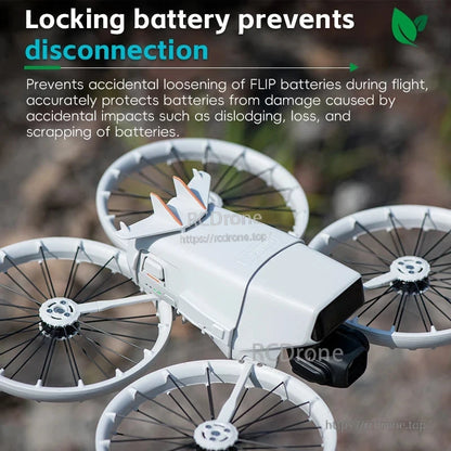 This buckle lock secures DJI Flip batteries against accidental disconnection, impact damage and loosening during flight.