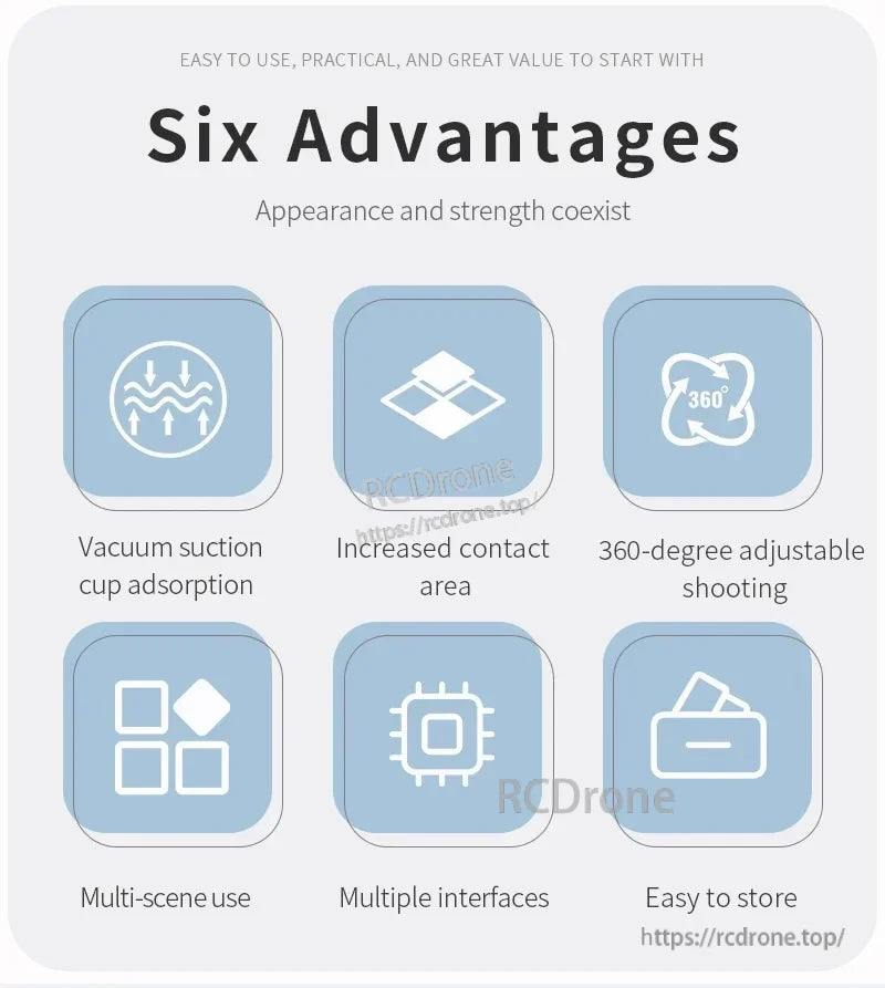 STARTRC Camera Mount, Compact, 360° adjustable vacuum suction mount with large contact area, multiple interfaces, and versatile use across scenes.