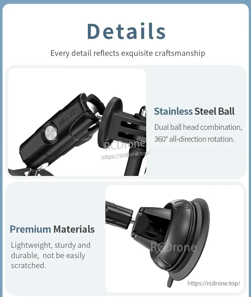 STARTRC camera mount features a stainless steel ball, 360° rotation, premium lightweight, durable materials for reliable performance.