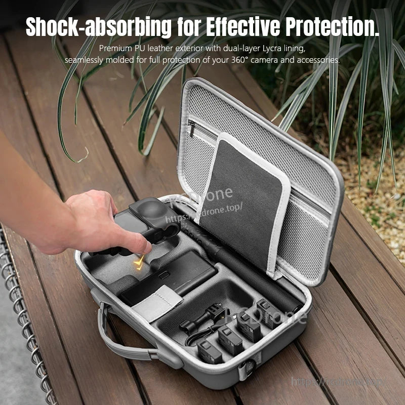 STARTRC Camera Shoulder Bag, Shock-absorbing PU leather case with Lycra lining for 360° camera protection