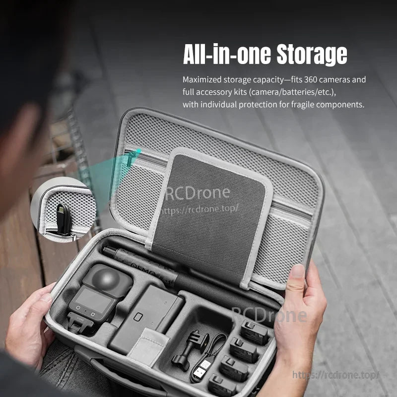 STARTRC Camera Shoulder Bag, All-in-one storage for 360 cameras and accessories with individual protection.