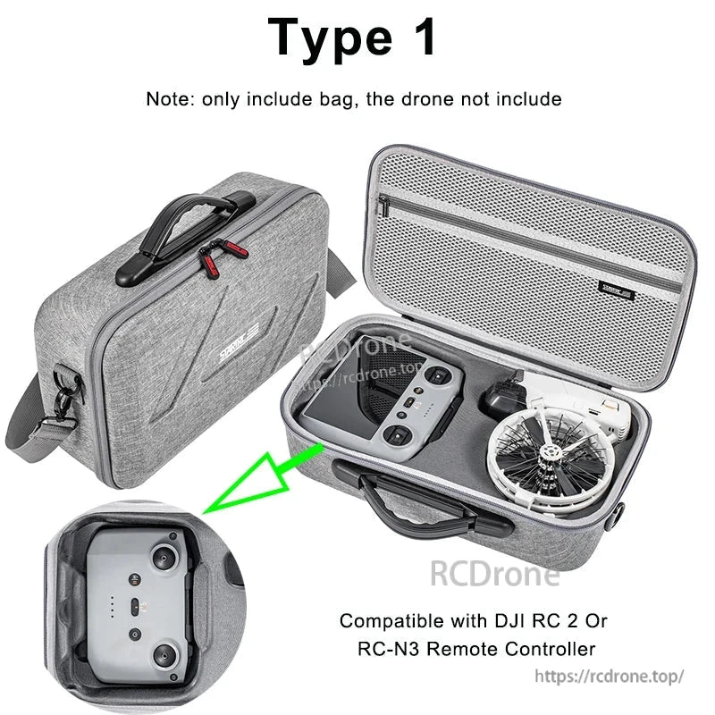 Portable bag for DJI RC 2 or RC-N3 remote controllers; compatible only with specified models. Bag sold separately.