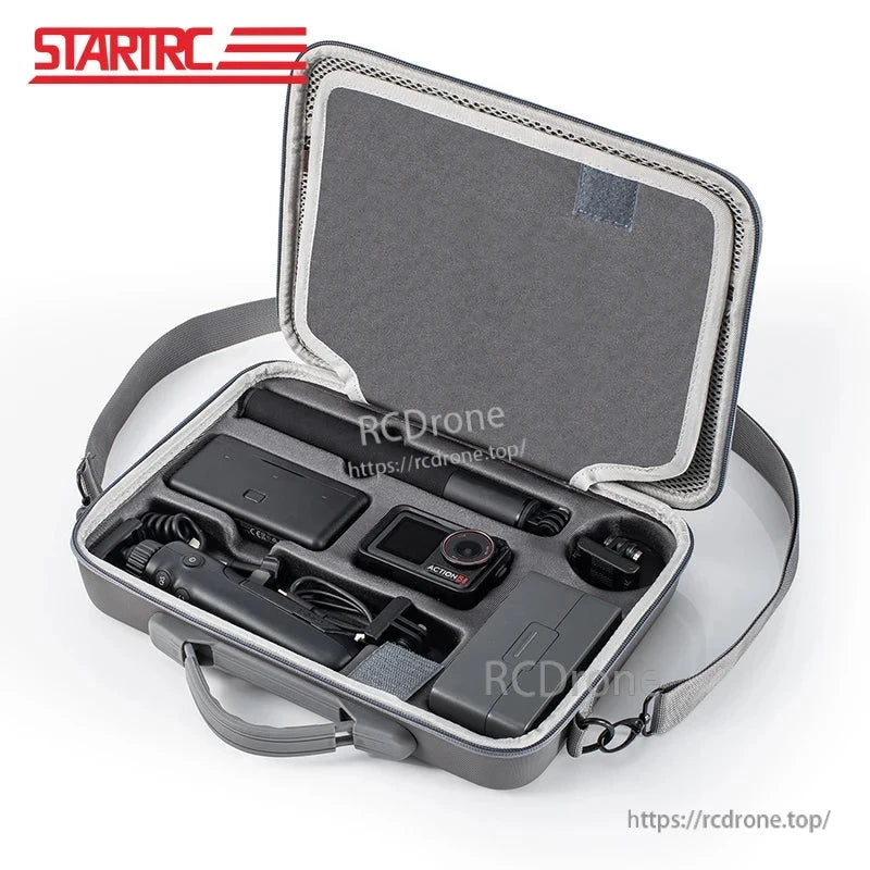 Durable dark gray hard case for DJI Osmo Action 5 Pro, featuring organized compartments for safe storage and transport.