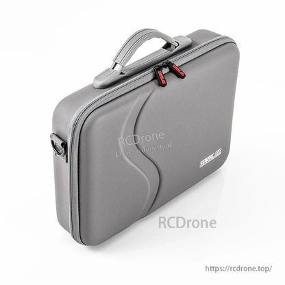 Durable dark gray hard case for DJI Osmo Action 5 Pro, featuring organized compartments and a shoulder strap for easy transport.