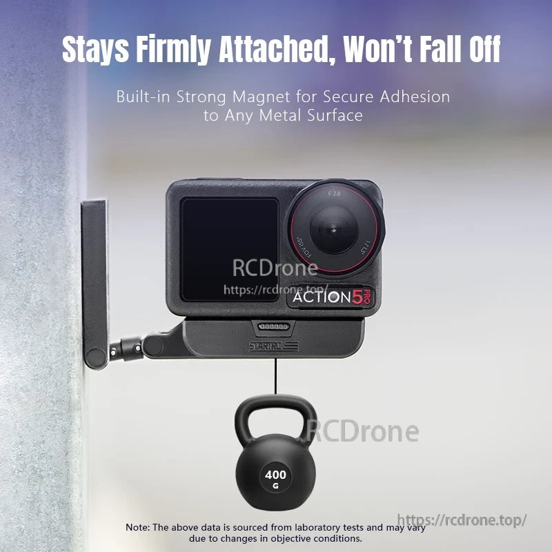 STARTRC DJI Action Magnetic Mount, Strong magnetic mount securely holds action cameras on metal surfaces, supporting up to 400g with reliable built-in magnet.