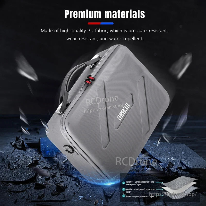 STARTRC DJI Flip Carry Case, Premium PU fabric with scratch-resistant, shockproof, and Lyra protection layers; pressure-resistant, wear-resistant, and water-repellent for durable, high-performance use.