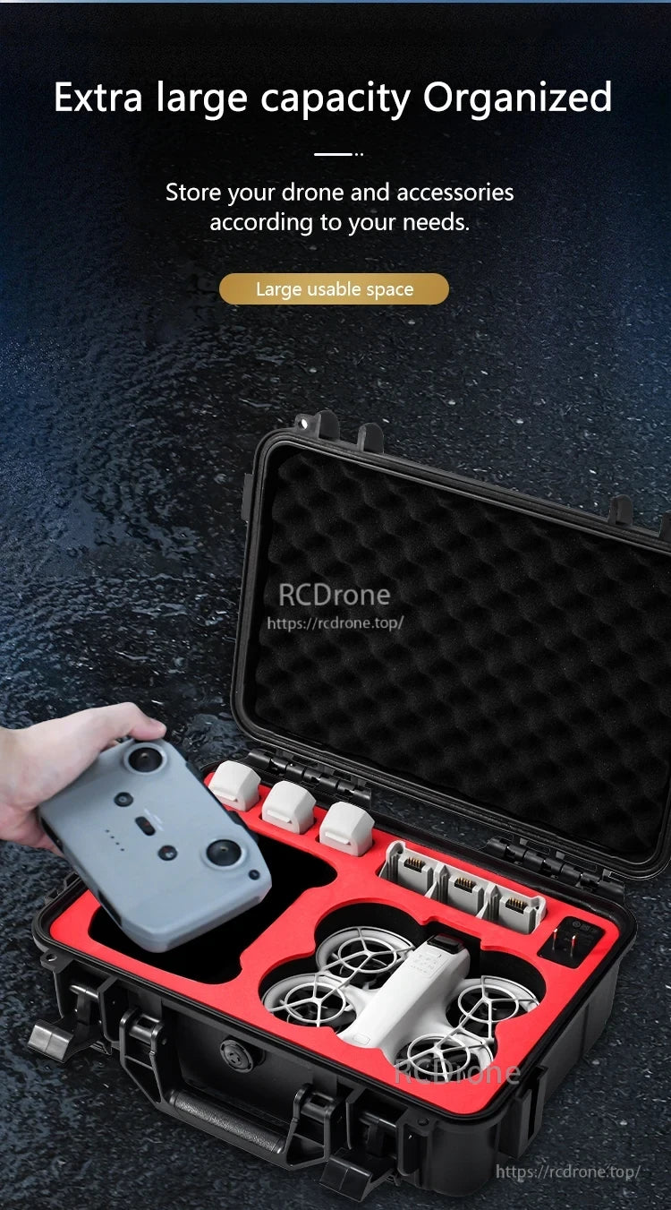 STARTRC DJI NEORC Waterproof Case, Waterproof case stores drones and accessories with organized storage and ample space.