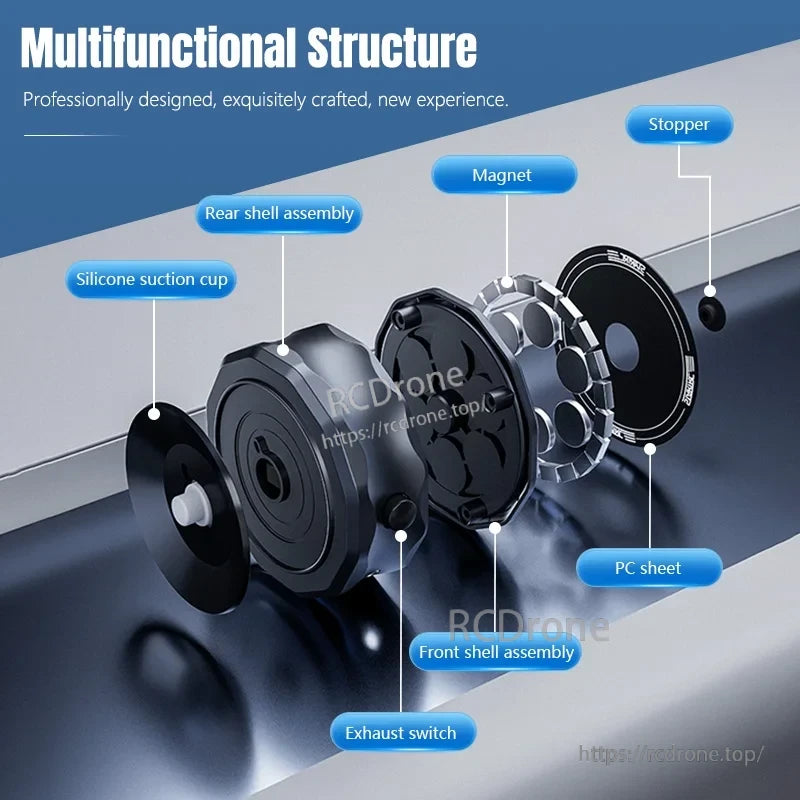 STARTRC DJI Pocket Suction Mount, Multifunctional suction mount with silicone cup, magnet, and PC sheet components.