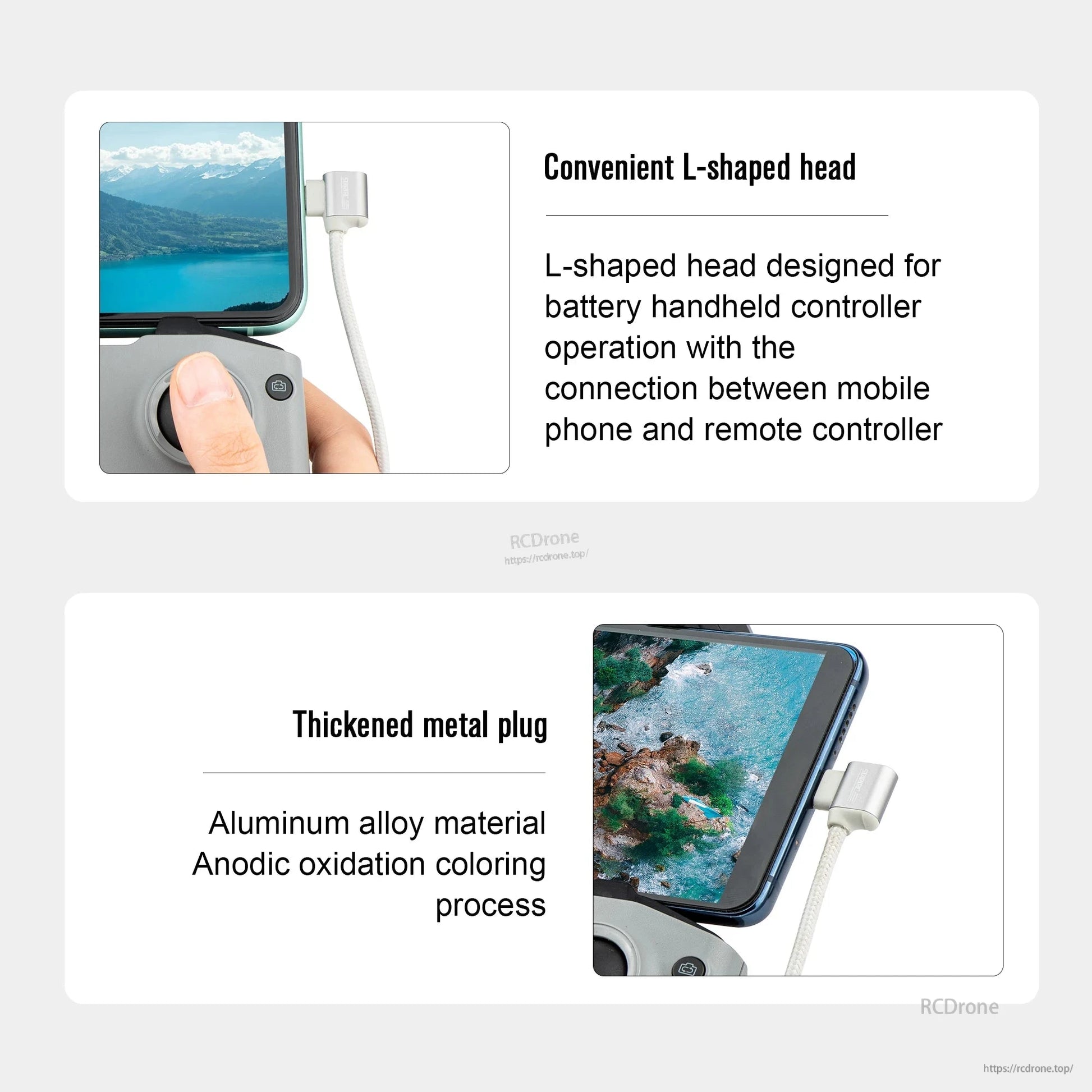 STARTRC Data Cable, Durable cable with anodized aluminum alloy plug for connecting phones to DJI drones and controllers.