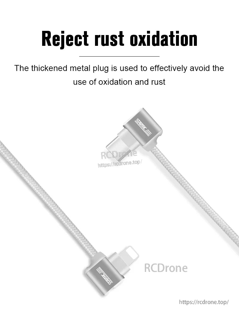 STARTRC Data Cable, Thickened metal plugs resist rust and oxidation, ensuring durable connectivity. (10 words)