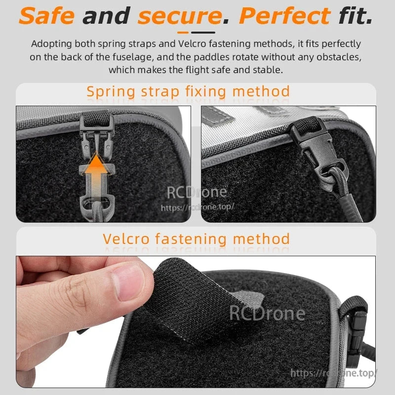 STARTRC Drone Air Delivery Bag, Spring strap and Velcro ensure a secure, stable fit on the fuselage for safe flight, unobstructed paddle rotation, and perfect alignment. (24 words)