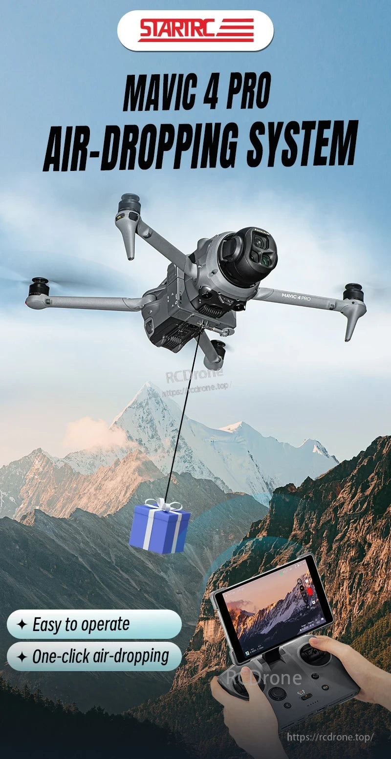 STARTRC Drone Airdrop, STARTRC Mavic 4 Pro air-dropping system enables simple, one-click delivery with easy operation.