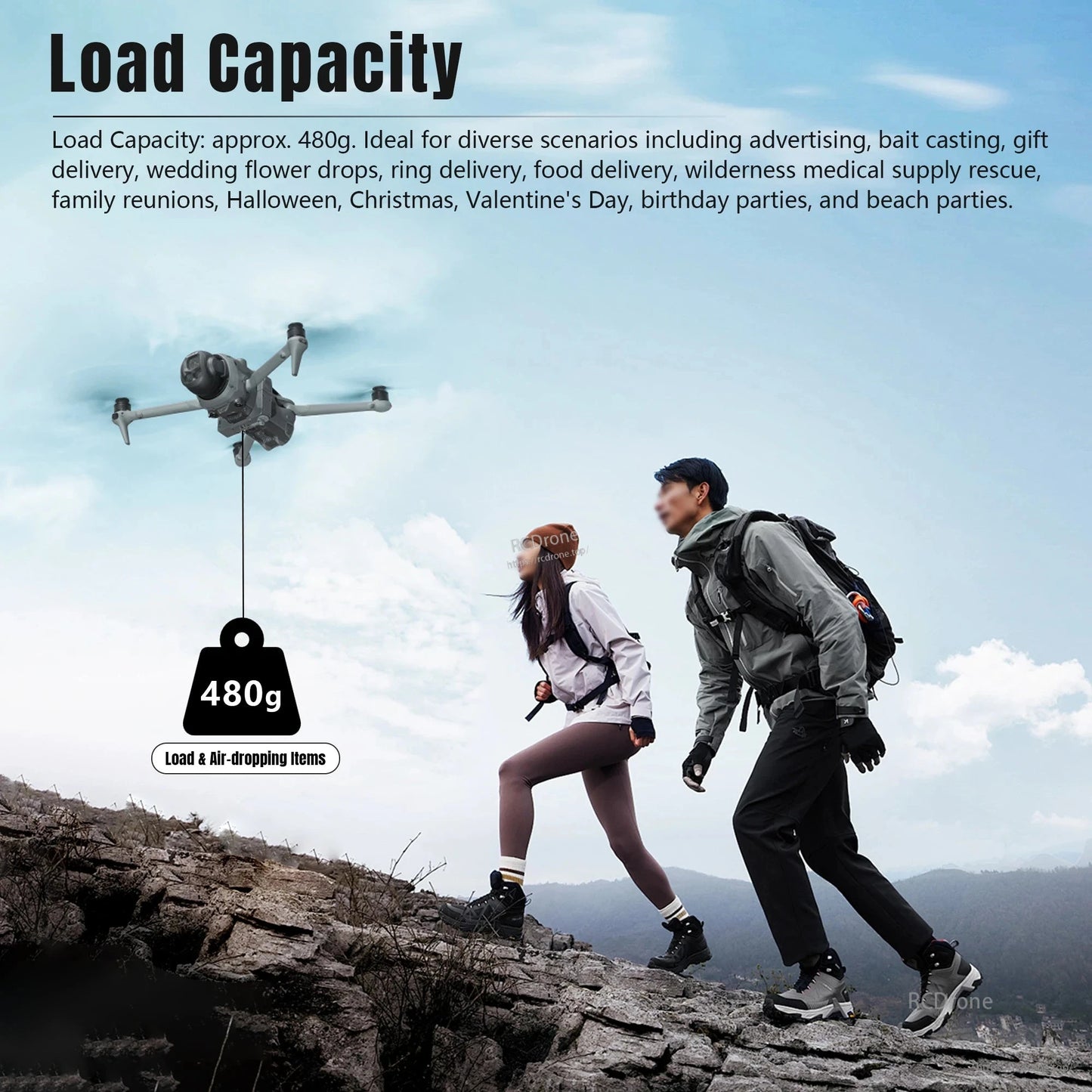 STARTRC Drone Airdrop, 480g-capacity drone with dispenser, 50mAh battery, ABS+PC build, Type-C charging; ideal for deliveries, events, and celebrations.