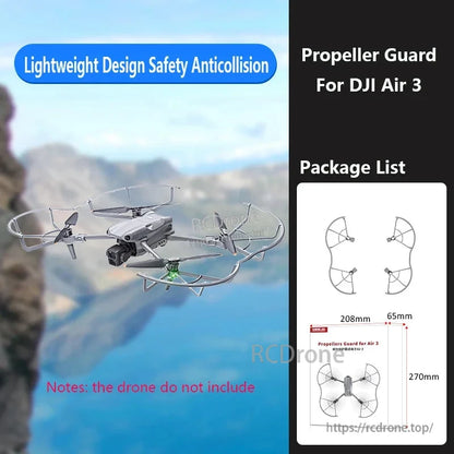 Foldable, lightweight propeller guards for DJI Air 3, measuring 208×65×270mm; includes four pieces for safety and anti-collision protection.