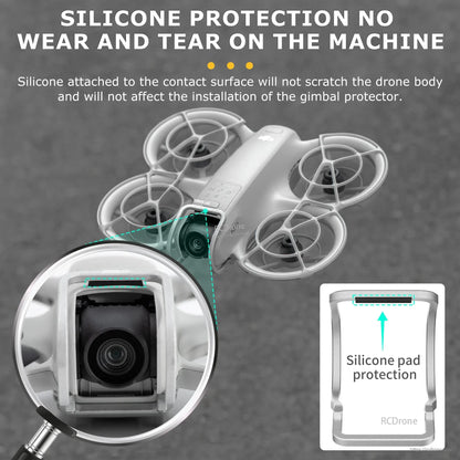 Silicone protection prevents drone wear, safeguards body, and allows scratch-free gimbal protector installation.