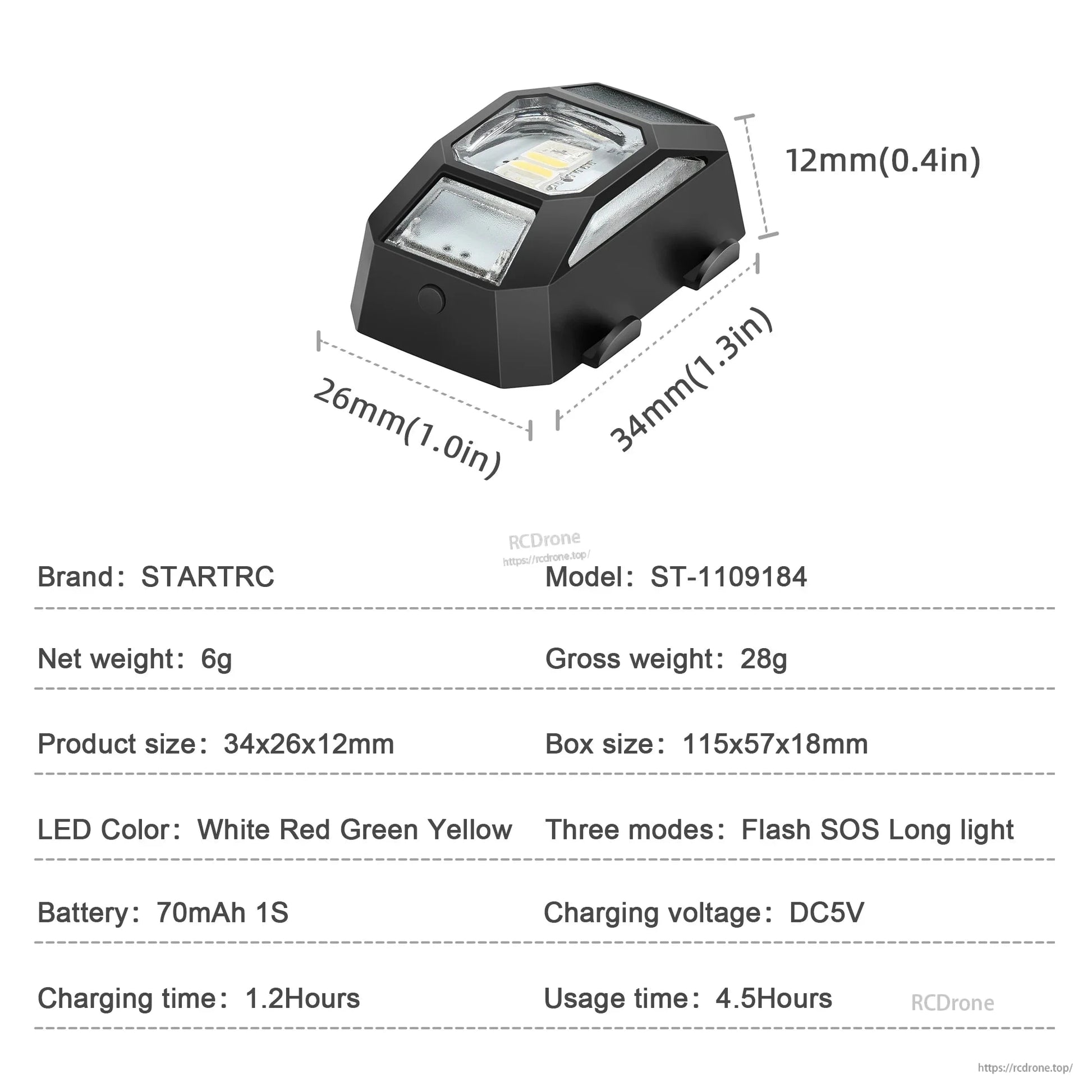 The STARTRC Drone Strobe Flashing Light has a small size and multiple color options with three modes for DJI Mavic drones.
