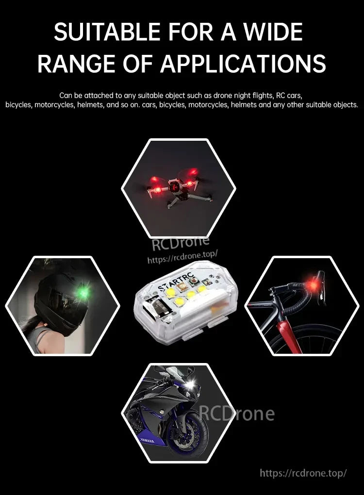 STARTRC Drone Strobe Flashing Light, STARTRC drone strobe light enhances night visibility for drones, RC cars, bikes, motorcycles, and helmets. Compact, versatile, and ideal for safety in low-light conditions.