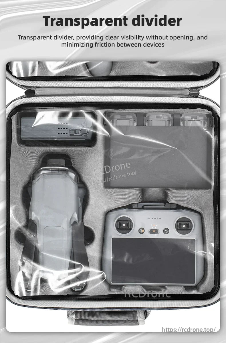 STARTRC Dual Drone Storage Bag, Transparent divider offers clear visibility and reduces device friction in drone storage bag.