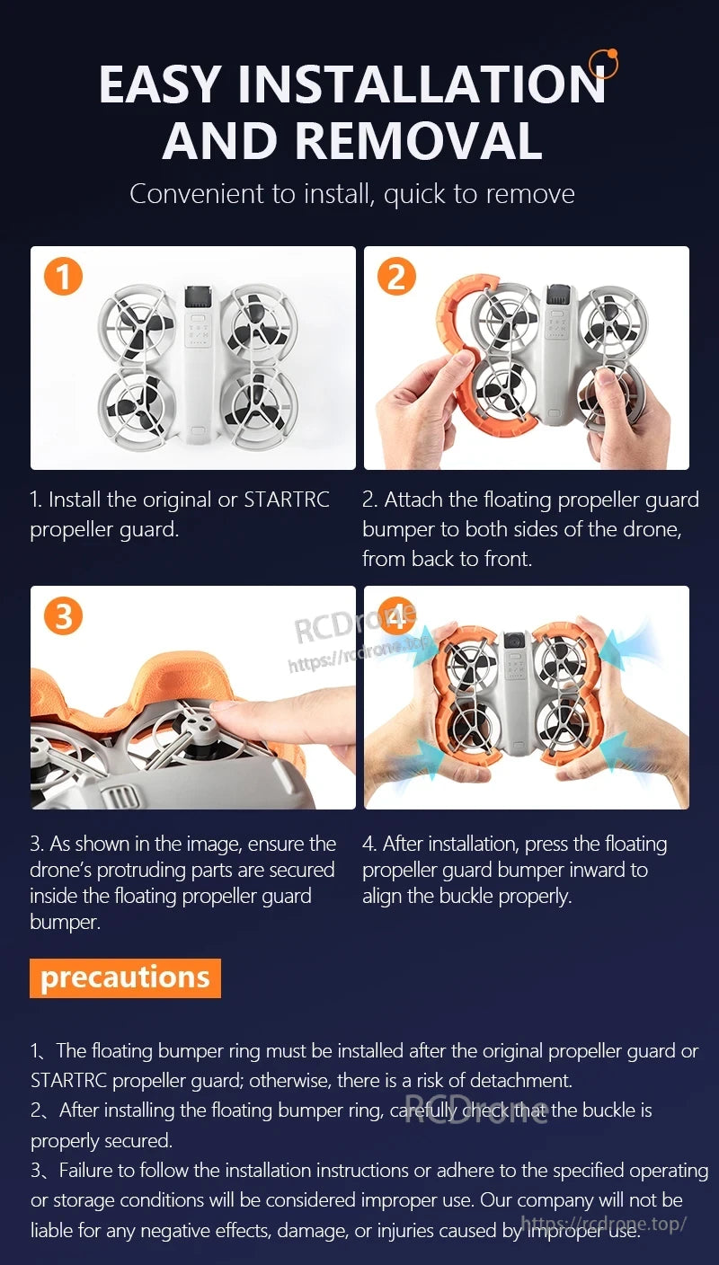 STARTRC StartRC Floating Propeller Guard, Quick-install STARTRC floating propeller guard with step-by-step assembly, proper alignment, and secure fastening to prevent detachment and ensure safe operation.