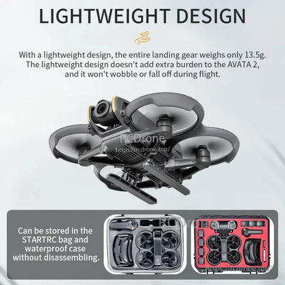 STARTRC Foldable Landing Gear, Lightweight 13.5g landing gear for DJI Avata 2, foldable, quick-release, fits case without removal, compatible with STARTRC bag and waterproof case.