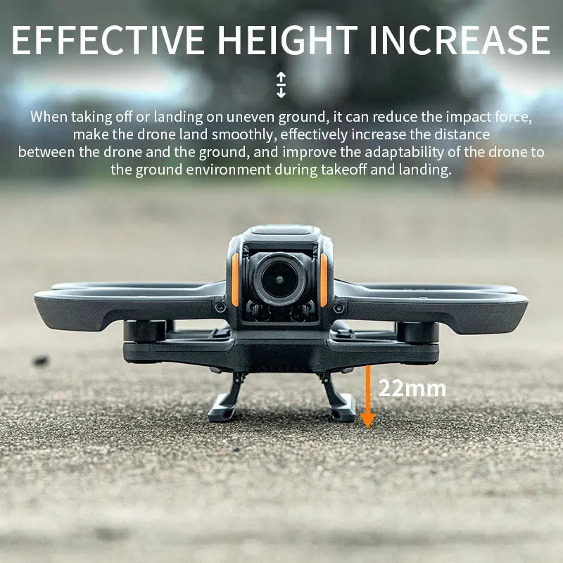 STARTRC Foldable Landing Gear, A 22mm height increase boosts drone stability on uneven terrain, reducing impact during takeoff and landing while enhancing adaptability.