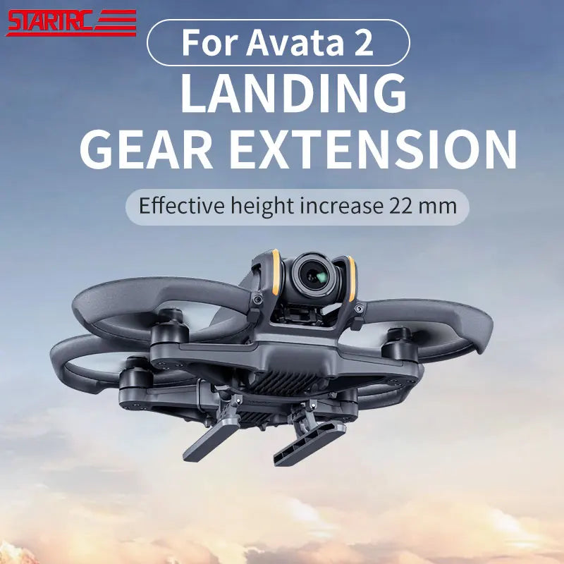 STARTRC Foldable Landing Gear, STARTRC landing gear extends Avata 2 height by 22mm, features foldable design for improved stability and protection during flights.