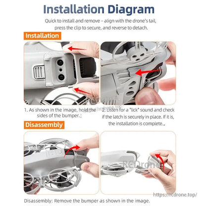 Easy to attach and remove with a click; lightweight 3.3g gray/orange bumper for DJI Neo provides anti-collision protection.