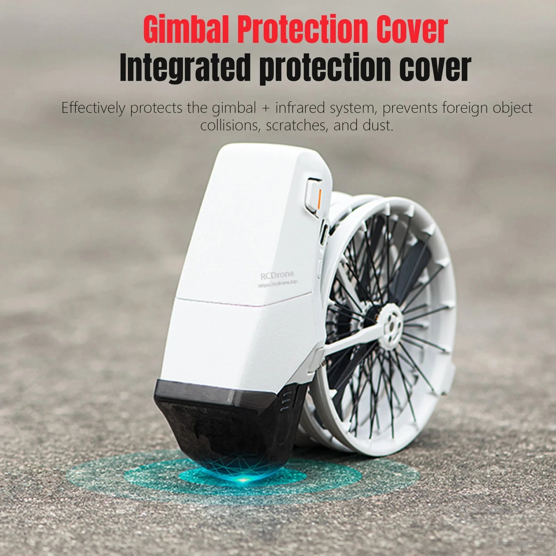 Gimbal Protection Cover features an integrated design to shield the gimbal and infrared system from collisions, scratches, and dust.