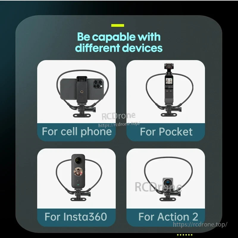 STARTRC Hanging Neck Mount Holder, Hanging neck mount compatible with phone, Pocket, Insta360, and Action 2 cameras.