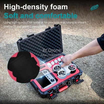 High-density foam case with soft EVA padding for secure RC controller storage.