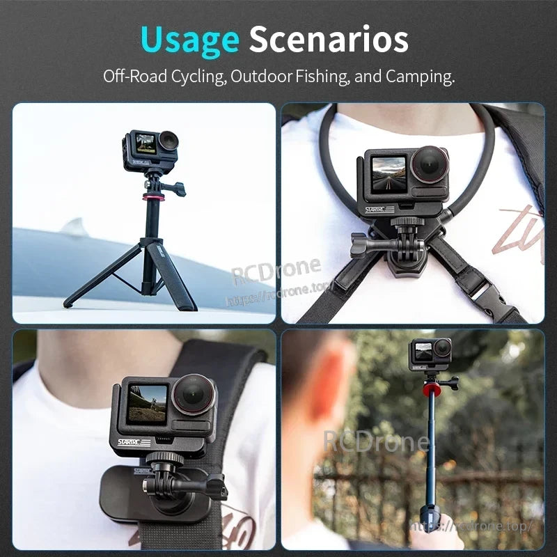 STARTRC L-Type Quick Release Bracket, L-shaped bracket for action cameras, perfect for cycling, fishing, and camping, featuring versatile mounting options.