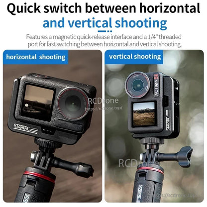 STARTRC L-Type Quick Release Bracket, Quickly switch between horizontal and vertical shooting with magnetic quick-release and 1/4" thread for fast orientation changes on STARTRC action camera mount.