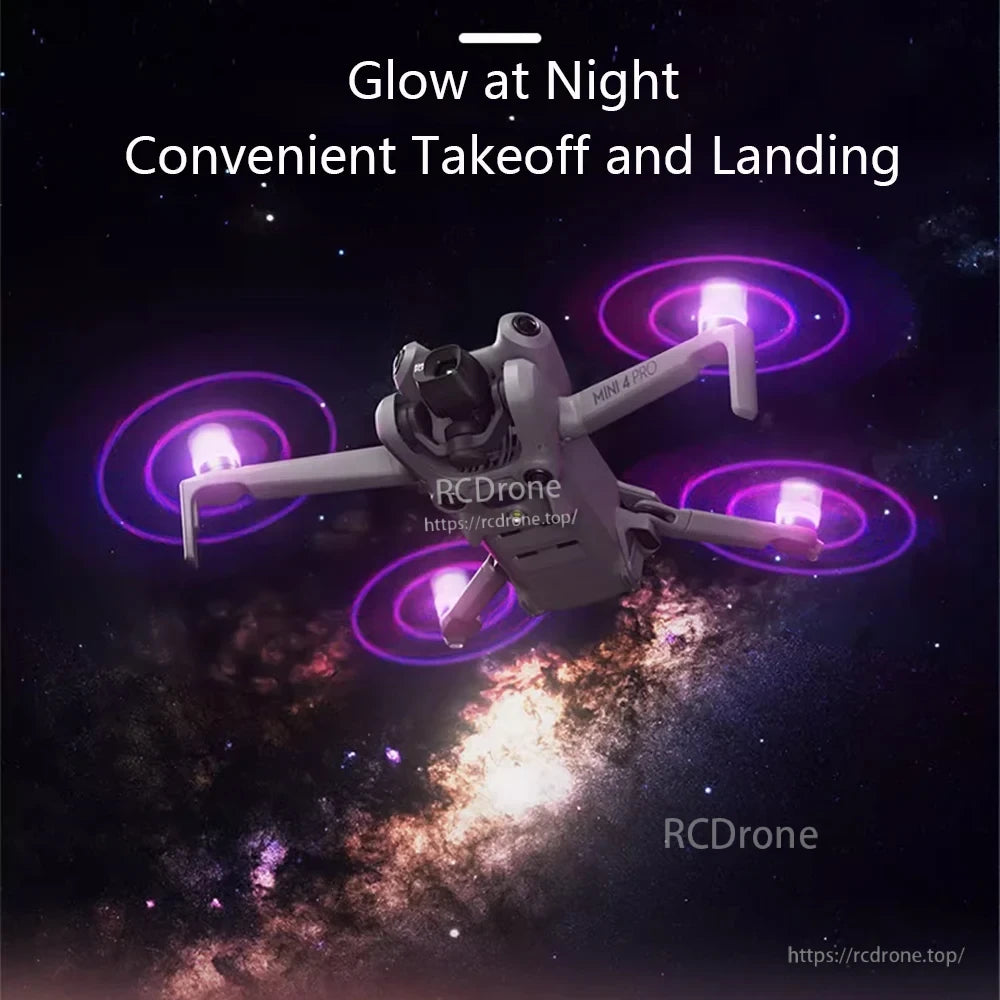 STARTRC LED Flash Propeller, MINI 4 PRO drone features LED propellers for night glow, enabling stunning nighttime flights and convenient takeoff/landing in compact design.