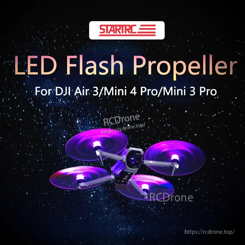 STARTRC LED flash propellers for DJI Air/Mini drones with night light and low-noise features.